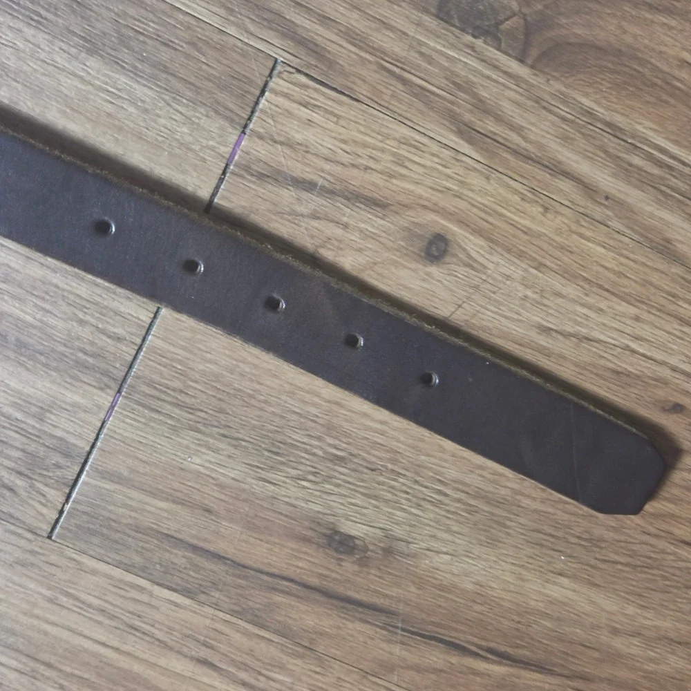 Gap Genuine Italian Leather Belt Brass Buckle Contrast Stitch 28 Classic Grunge